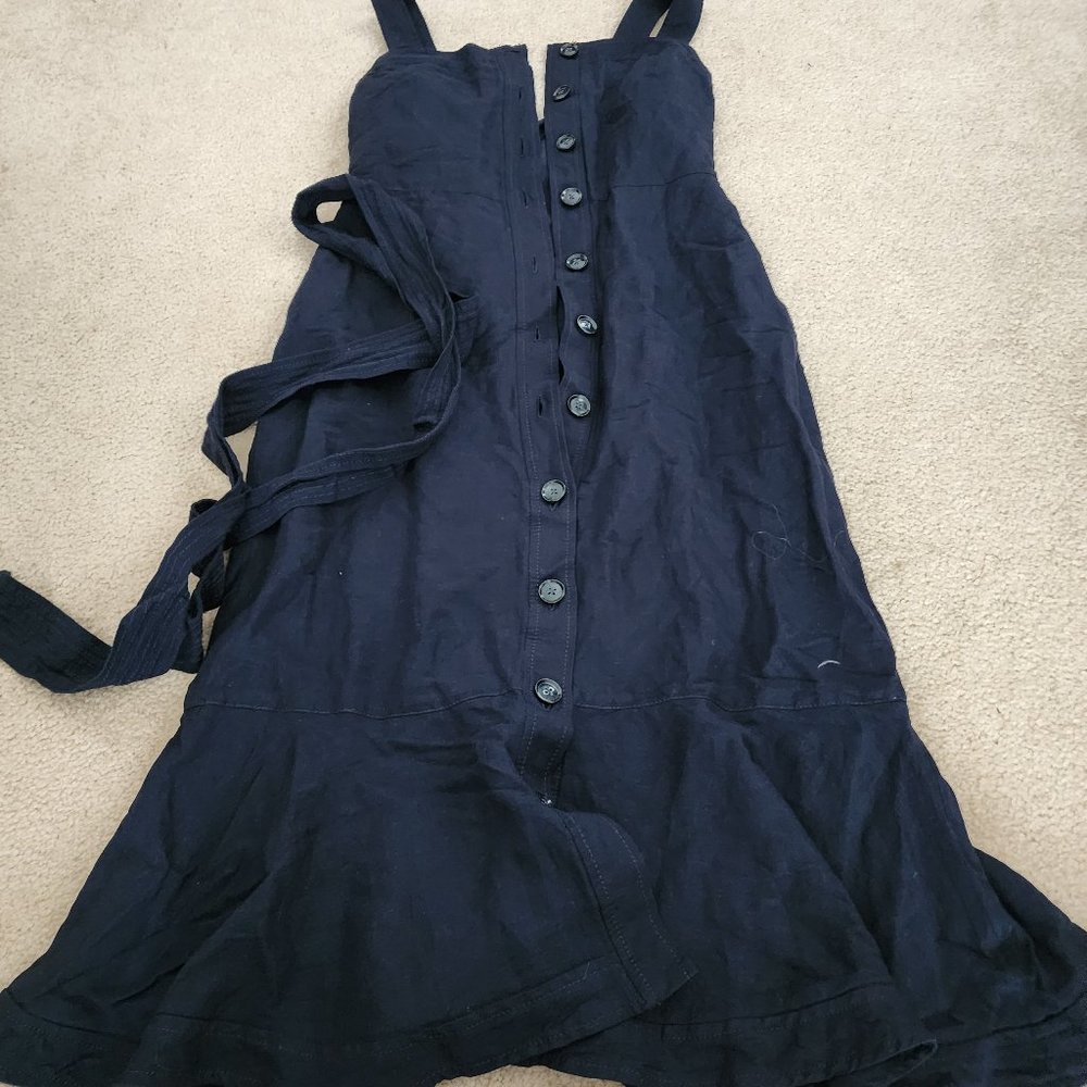 Banana republic navy linen trumpet style dress